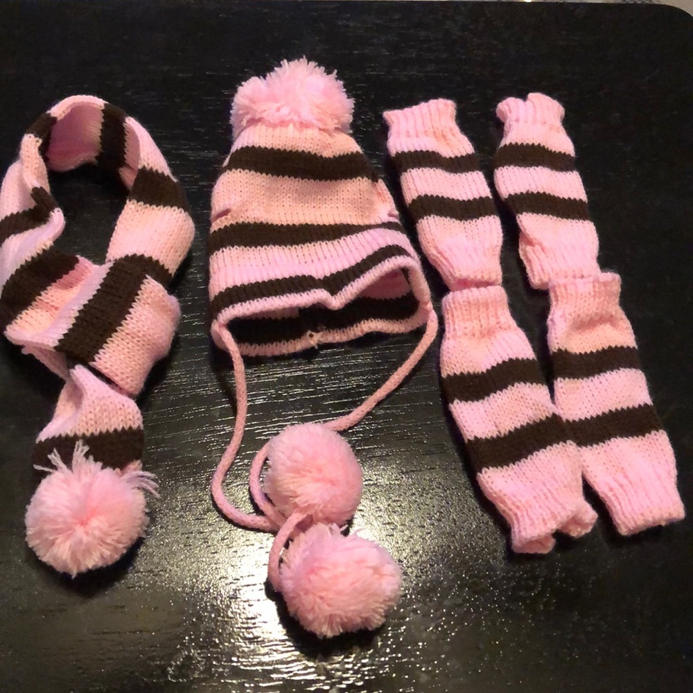 XXSmall 6 pc Winter Hat, Scarf and Leg-warmer set